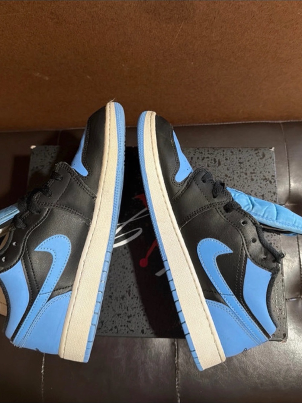 Air Jordan 1 Low GS- Top Sneakers in University Blue and Black 7 Y - Picture 6 of 11